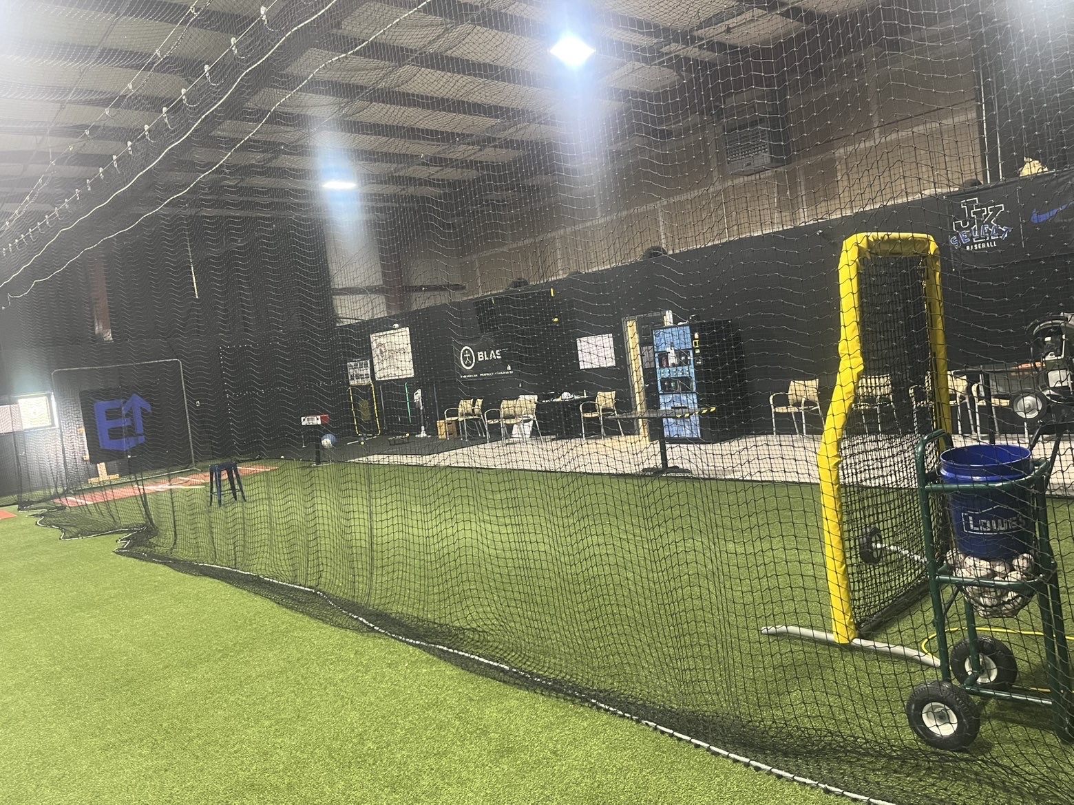 Batting cage beside the facility seating area